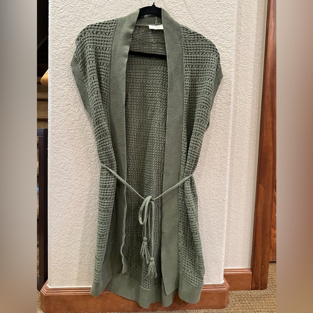 LOFT Sage Knit Cardigan with tie